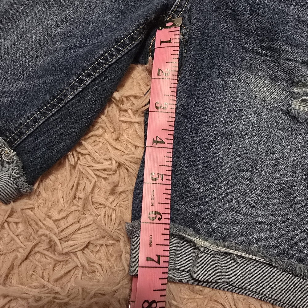 SO Women's Dark Wash Distressed Bermuda Shorts - Picture 7 of 8